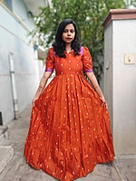 Festive: Rust Orange 'Veda' Raw silk (Feeding)