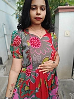 Chiffon: 'Sheetal' Multicolor Floral Feeding Dress
