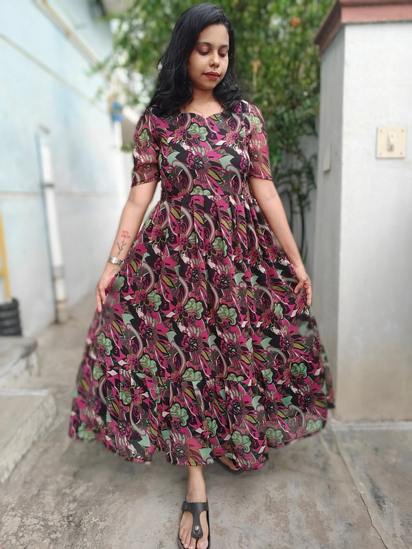 Chiffon: 'Raven' Black Floral Feeding Dress