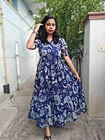 Chiffon: Navy blue 'Qenaa' Feeding Dress