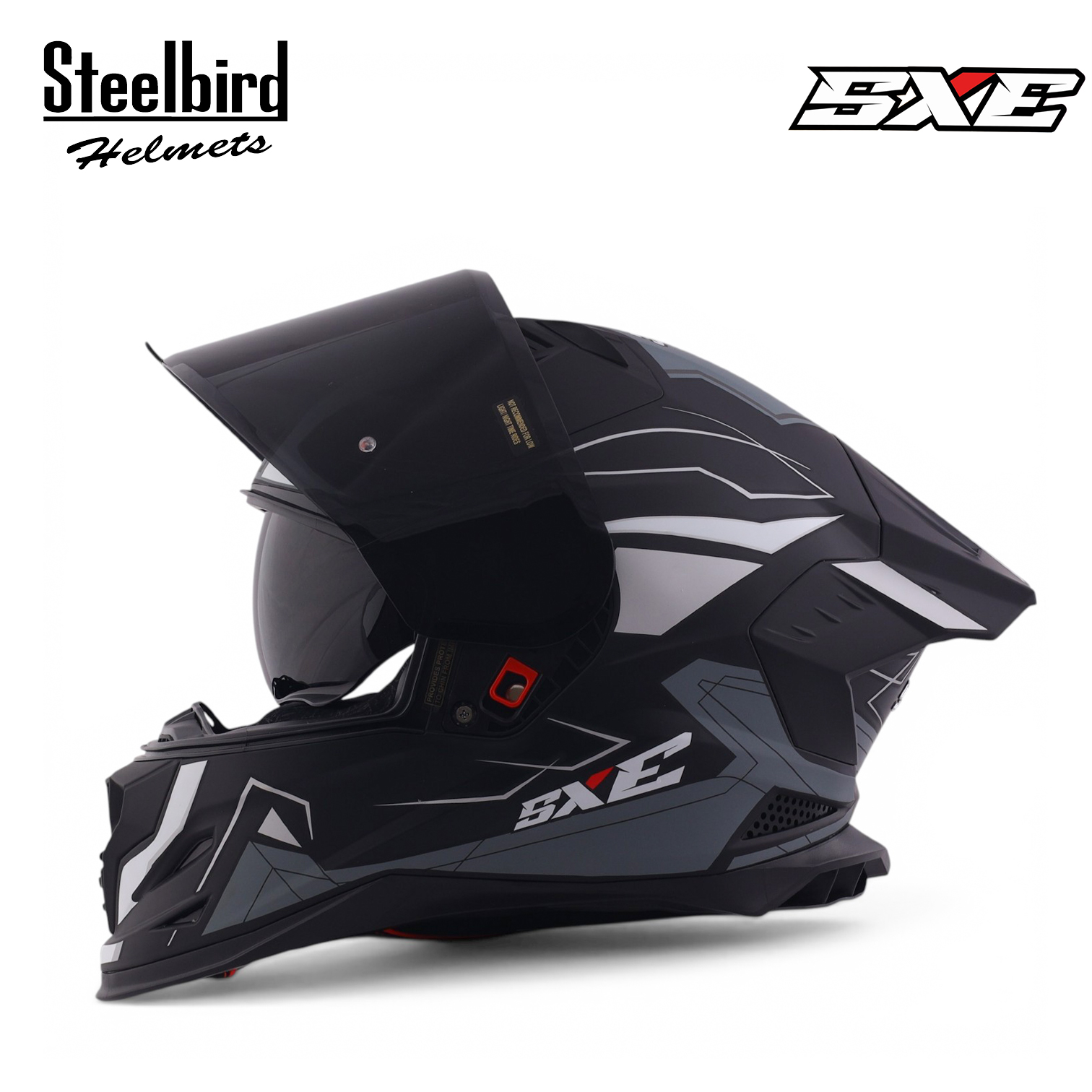 STEELBIRD SBH-61 ISS SXE RACE-X GLOSSY BLACK/SILVER WITH TPE EDITION C/V 600MM (WITH EXTRA SMOKE VISOR) STEELBIRD SBH-61 ISS SXE RACE-X GLOSSY BLACK/SILVER WITH TPE EDITION C/V 600MM (WITH EXTRA SMOKE VISOR)