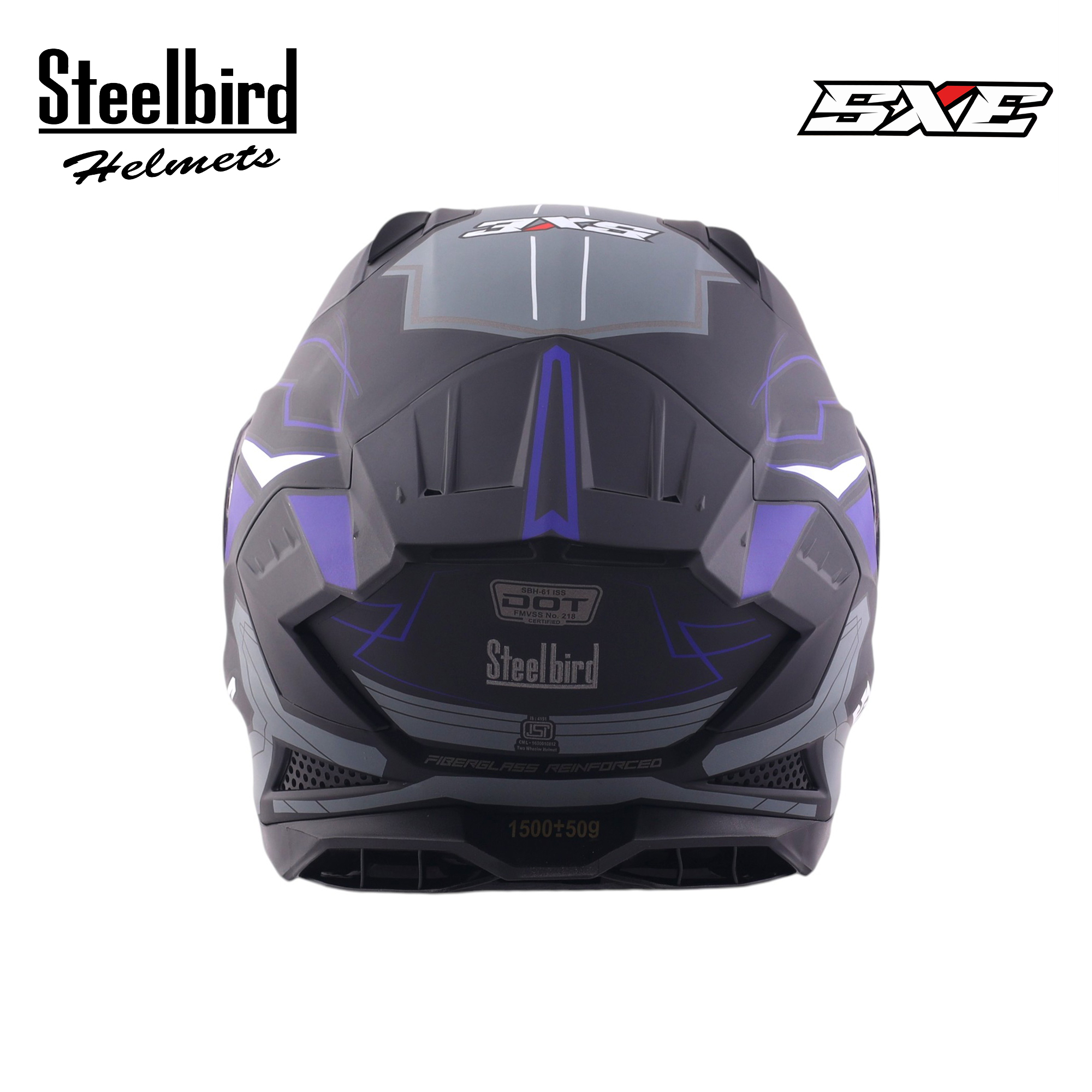 STEELBIRD SBH-61 ISS SXE RACE-X GLOSSY BLACK/BLUE C/V 600MM WITH ANTIFOG(EXLUSIVE)