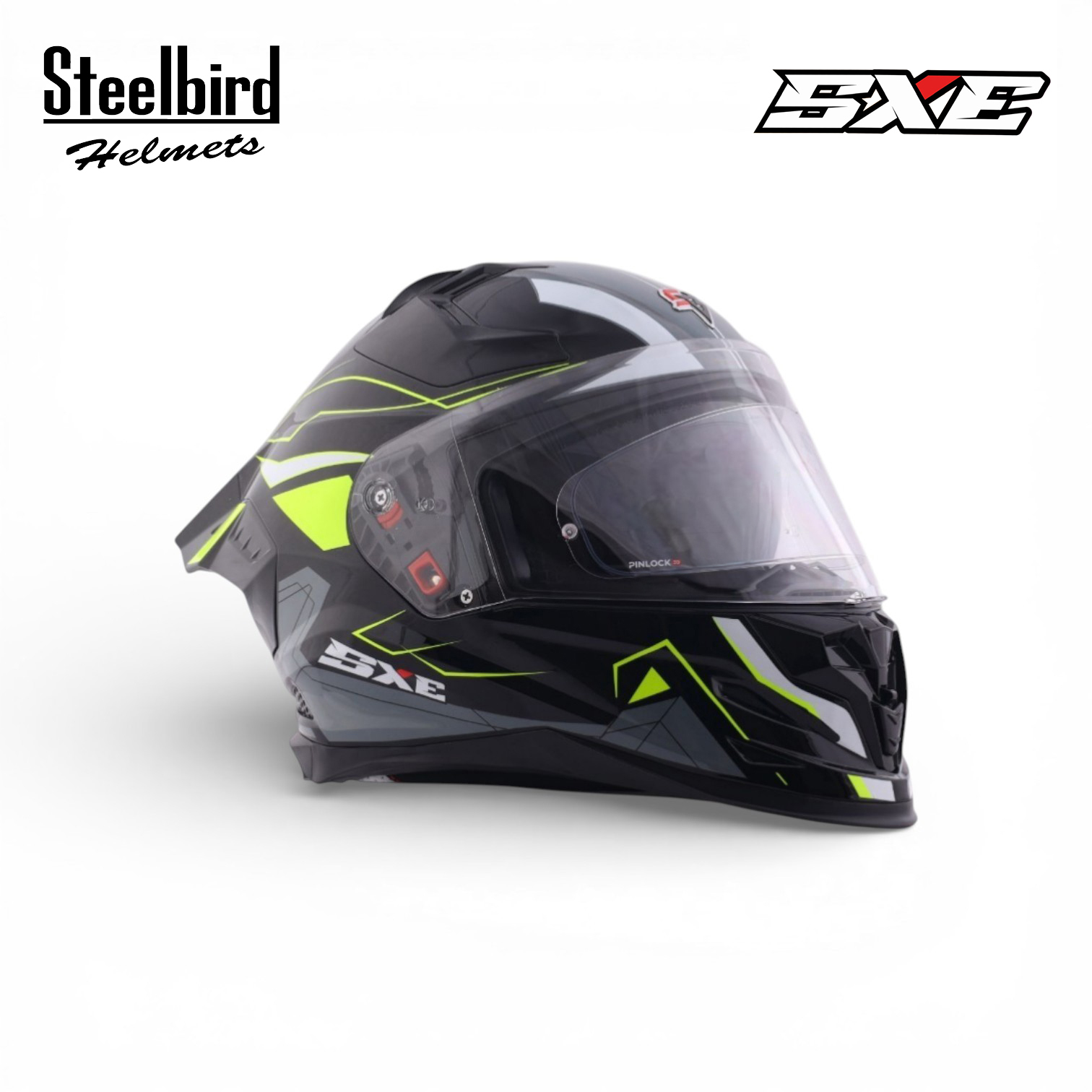 STEELBIRD SBH-61 ISS SXE RACE-X GLOSSY BLACK/NEON WITH AFS EDITION C/V 600MM (ANTIFOG EXCLUSIVE)