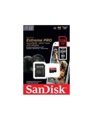 SanDisk Extreme Pro UHS I MicroSD Card 128GB 200MB/s Read, 90MB/s Write Memory Card