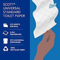 Scott Toilet Paper 100% Recycled, 2-Ply, 4.0" x 4.0", 473 Sheets/Roll - 80/Case