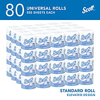 Scott Essential Standard Roll Bathroom Tissue for Business, Septic Safe, 2-Ply, White, 550 Sheets/Roll, 80/Case
