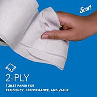 Scott Essential Standard Roll Bathroom Tissue for Business, Septic Safe, 2-Ply, White, 550 Sheets/Roll, 80/Case
