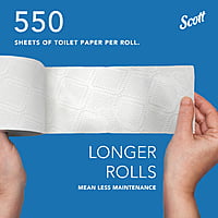 Scott Essential Standard Roll Bathroom Tissue for Business, Septic Safe, 2-Ply, White, 550 Sheets/Roll, 80/Case