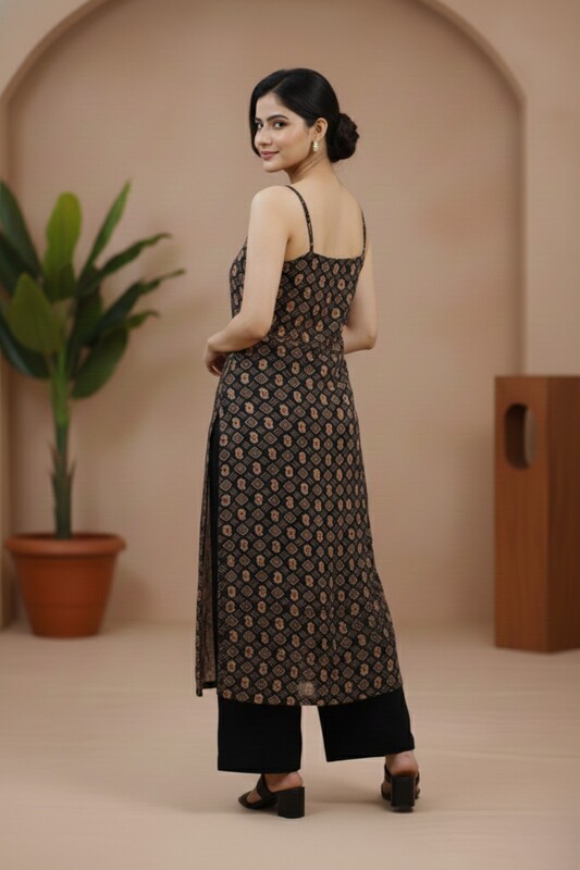 Black Geometric print kurti
