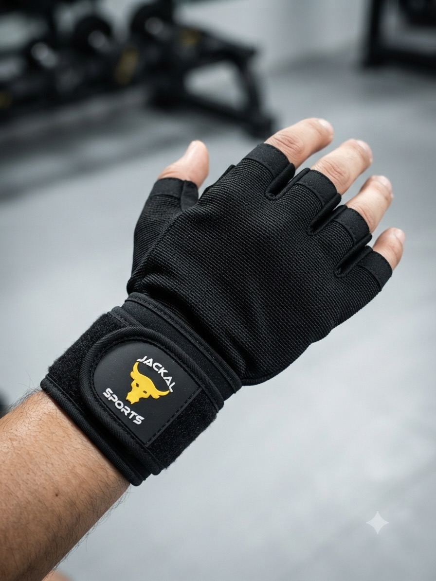 Jackal Sports Lifting Gloves | إكسسوارات رياضية كفوف جاكال مع رباط