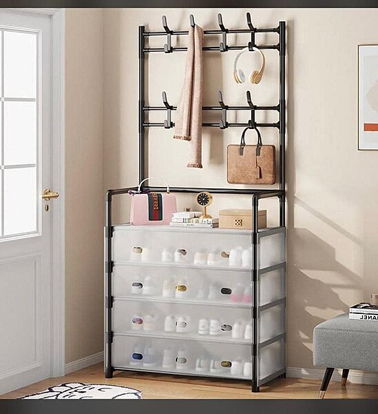 DRAWER TYPE SHOE RACK WITH HAT & BAG RACKS
