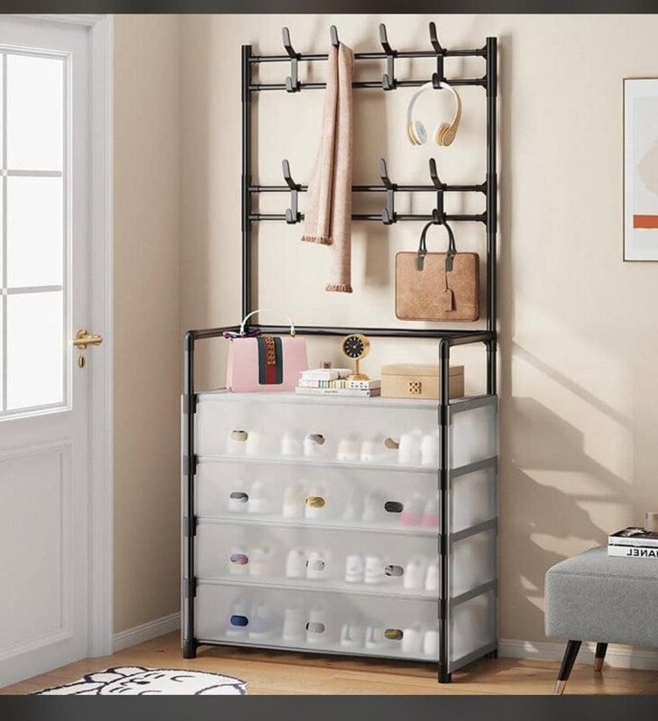 DRAWER TYPE SHOE RACK WITH HAT & BAG RACKS