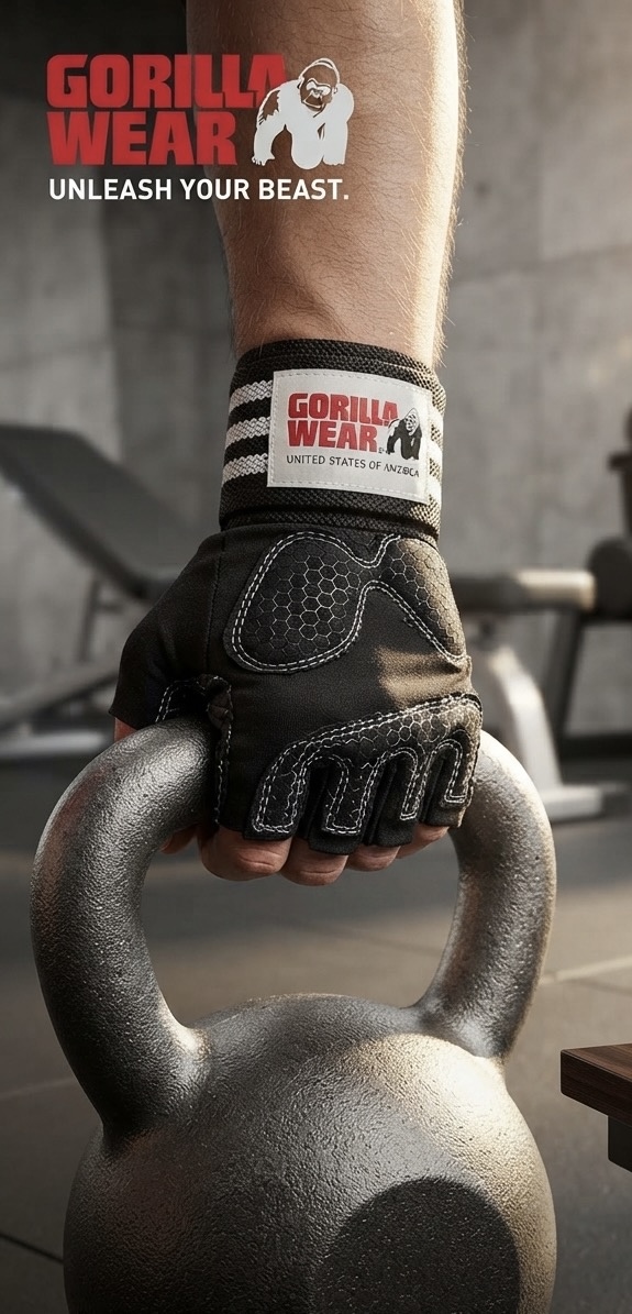 Gorilla Wear Gloves & Wrist Wrap | إكسسوارات رياضية كفوف غوريلا مع رباط ساعد