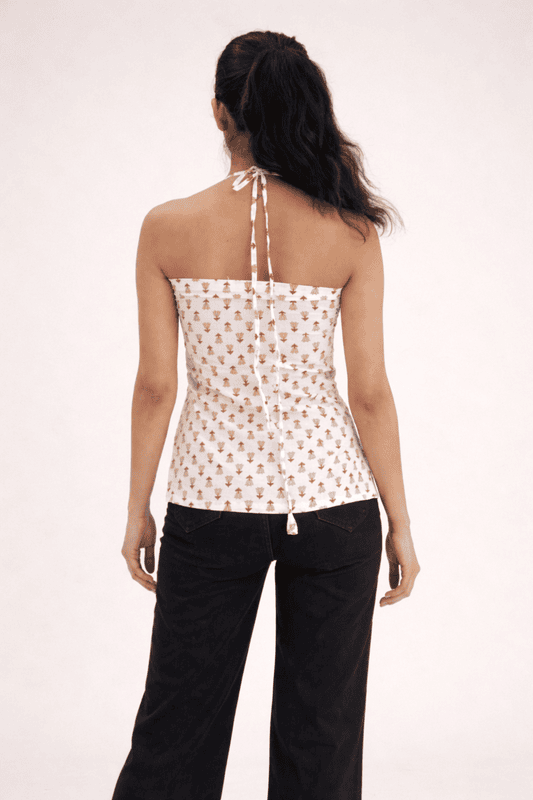 Floral Printed Halter Neck cotton top