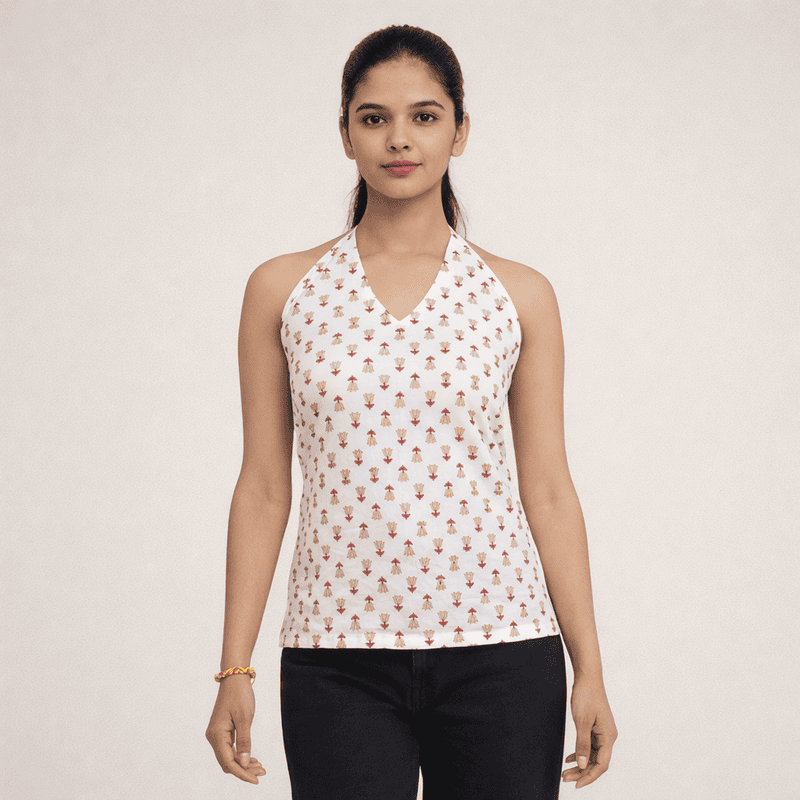 Floral Printed Halter Neck cotton top