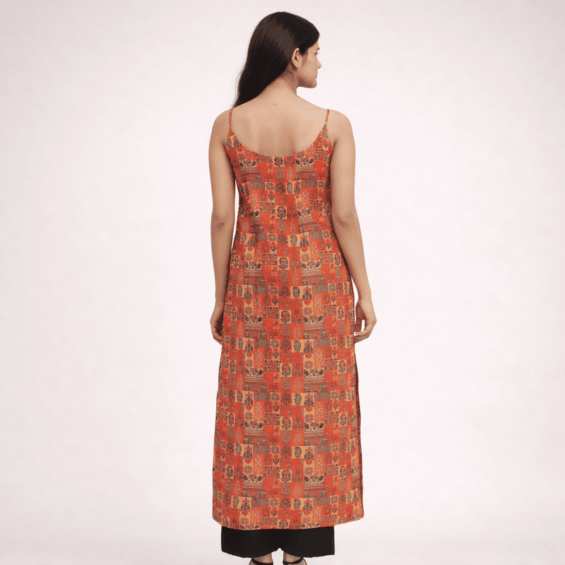 Rust Orange Geometric print kurti