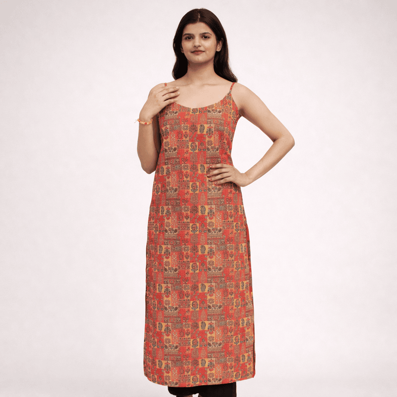 Rust Orange Geometric print kurti