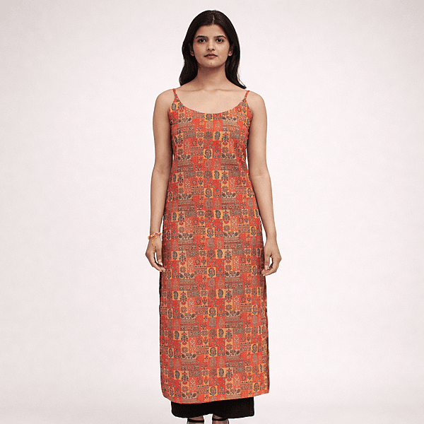 Rust Orange Geometric print kurti