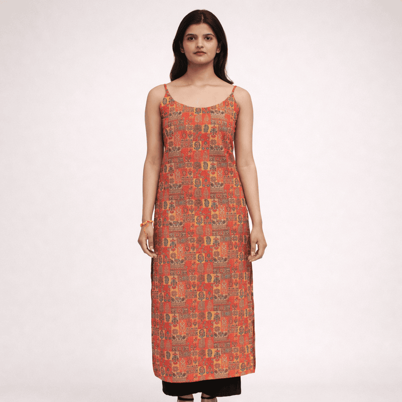 Rust Orange Geometric print kurti