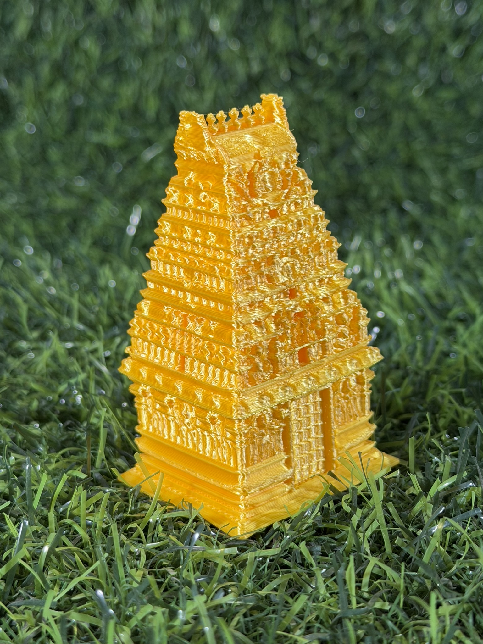 3D Printed Golden Gopuram Kumkum Chimizh – Wedding Return Gift (MOQ - 10pcs)