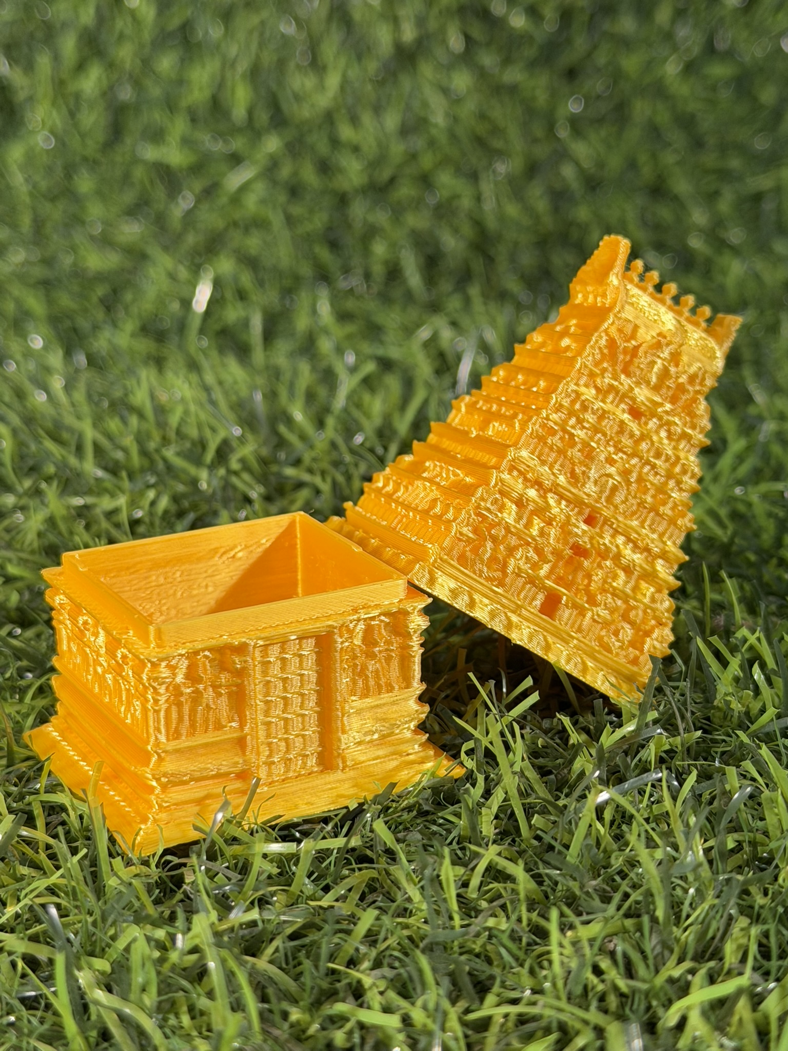 3D Printed Golden Gopuram Kumkum Chimizh – Wedding Return Gift (MOQ - 10pcs)