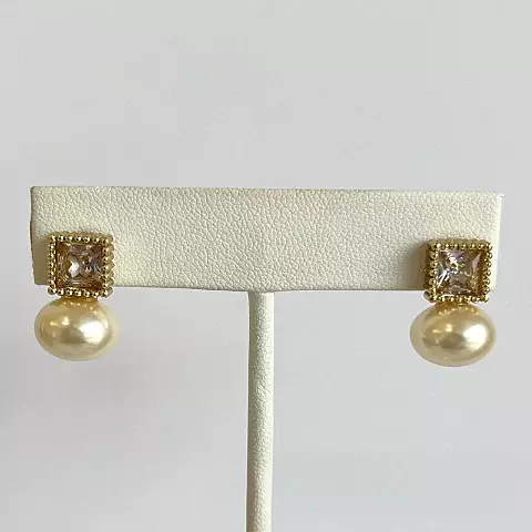 Elegant Zircon & Pearl Earrings
