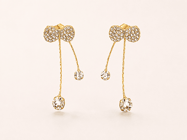 Cheri Crystal Bow & Cascading Cherry Drop Earrings