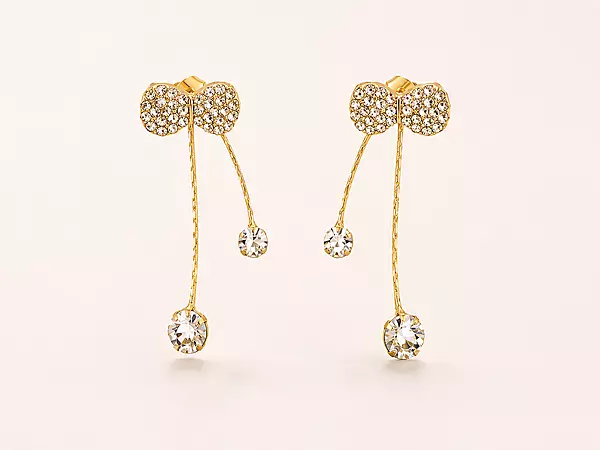 Cheri Crystal Bow & Cascading Cherry Drop Earrings