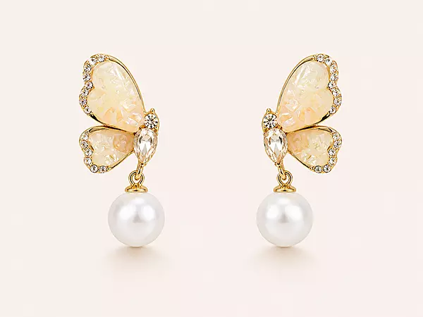 Mariposa Acrylic Butterfly & Drop Pearl Earrings