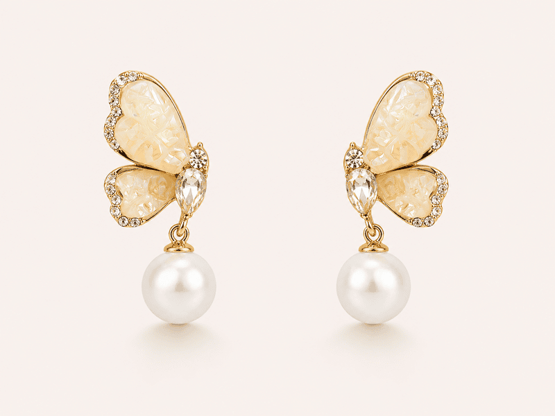 Mariposa Acrylic Butterfly & Drop Pearl Earrings