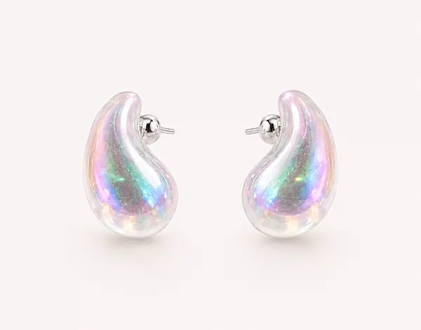 Iridescent Teardrop Stud Earrings for Women – Pearl Glow Designer Earrings