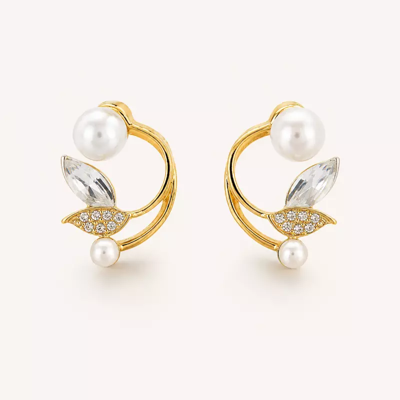 Pearl Luxe Crystal Earrings Set (2 Pairs)