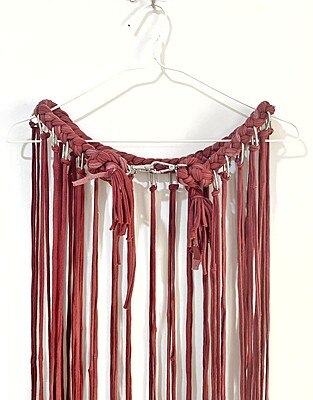 Offcut Yarn Fringe Belts in Reddish Brown