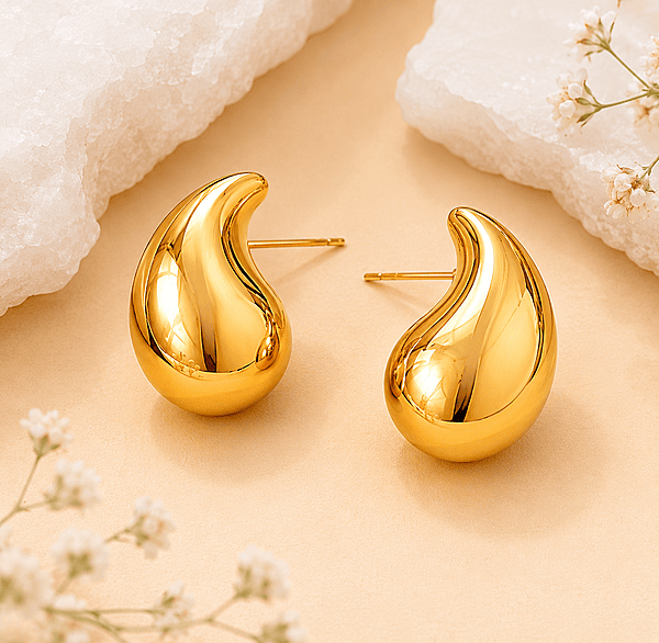 Gold Waterdrop Stud Earrings