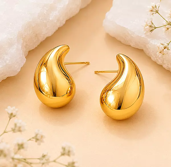 Gold Waterdrop Stud Earrings