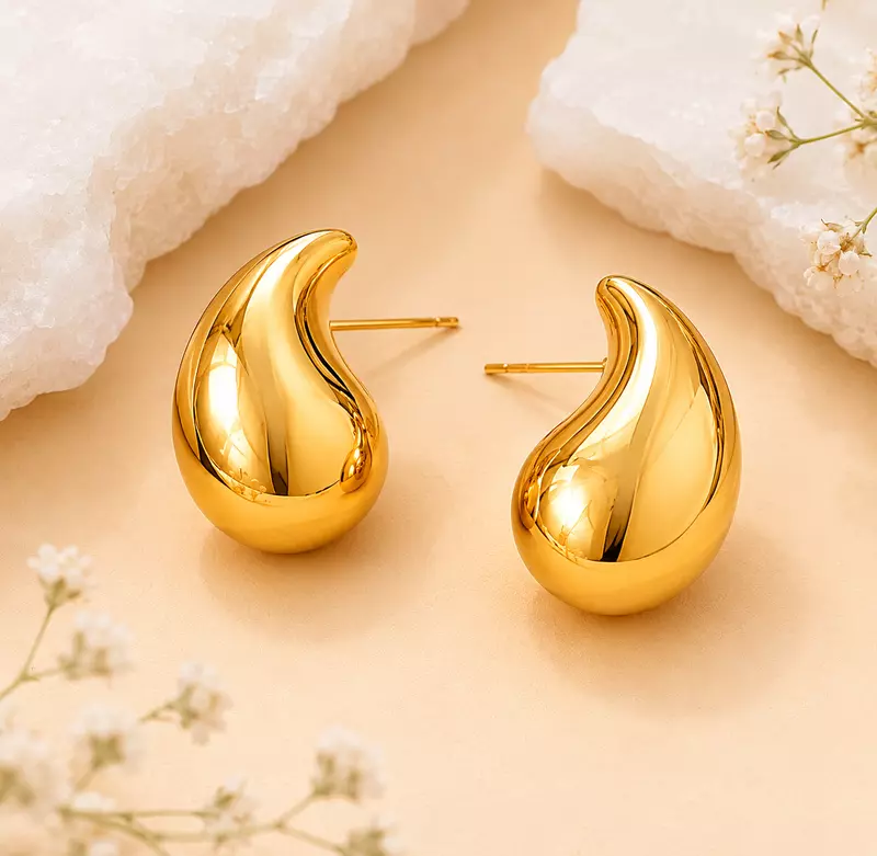 Golden Elegance Statement Earrings Set