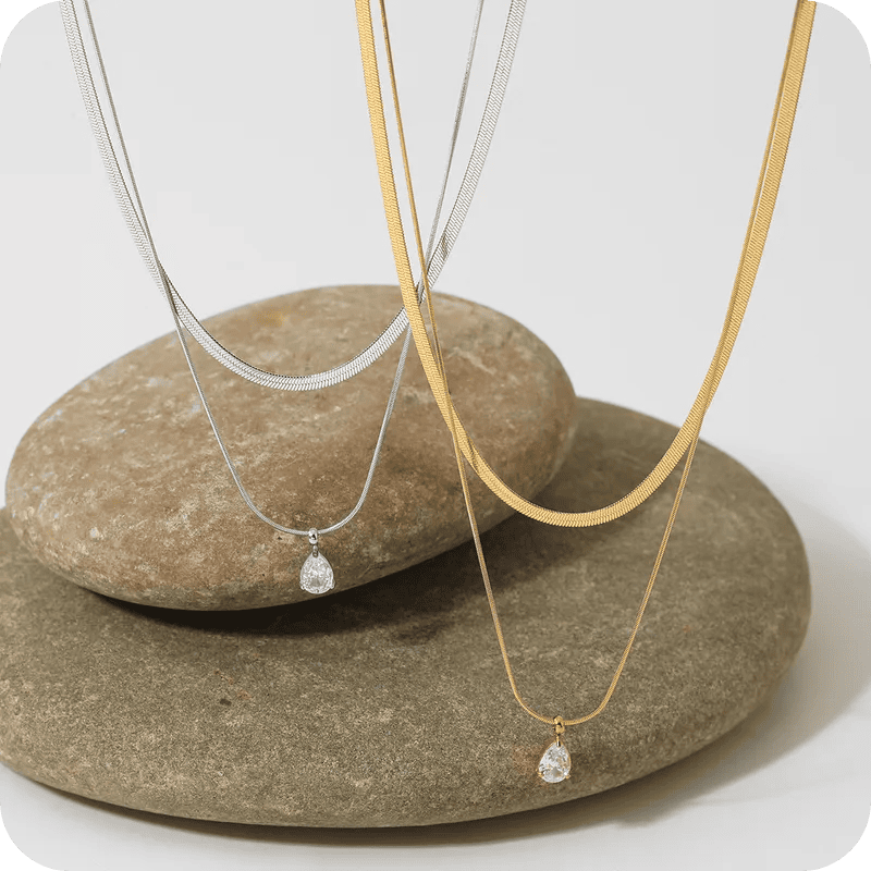 Diamond Double Necklace Silver