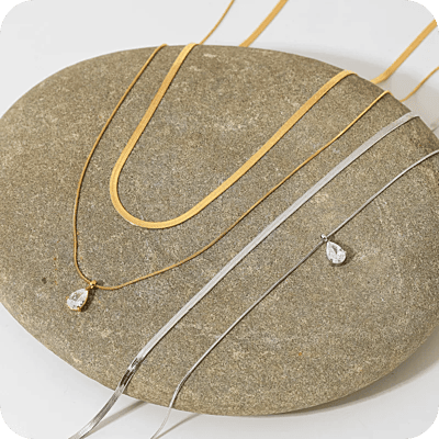 Diamond Double Necklace Silver