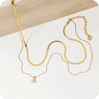 Diamond Double Necklace Gold