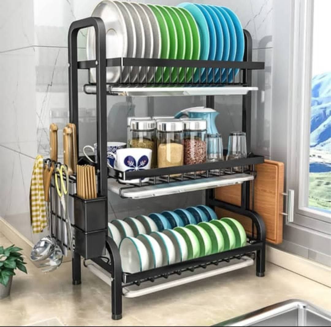 3LAYERS DISH RACK - BLACK