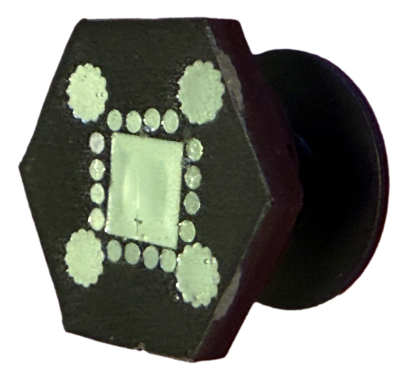 Black Hexagon with Silver-tone Gems Phone Socket