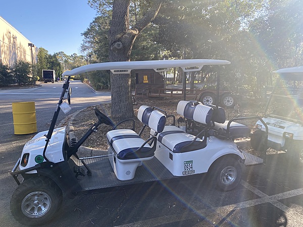 2017 EZGO S6 4+2 White/Blue & White Striped