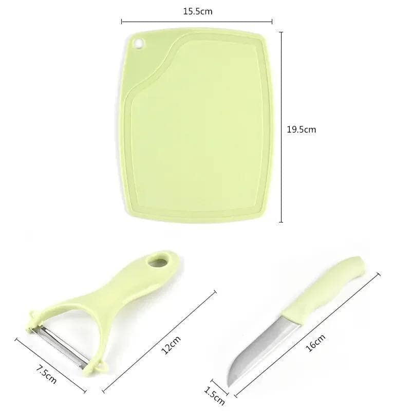 3 PIECES SET OF MULTIFUNCTIONAL CUTTING BOARD. KNIFE AND PEELER - SOURVENIR IDEA