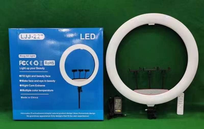 22inches Ringlight with 3 phone holders, remote, tripod stand & carrier bag