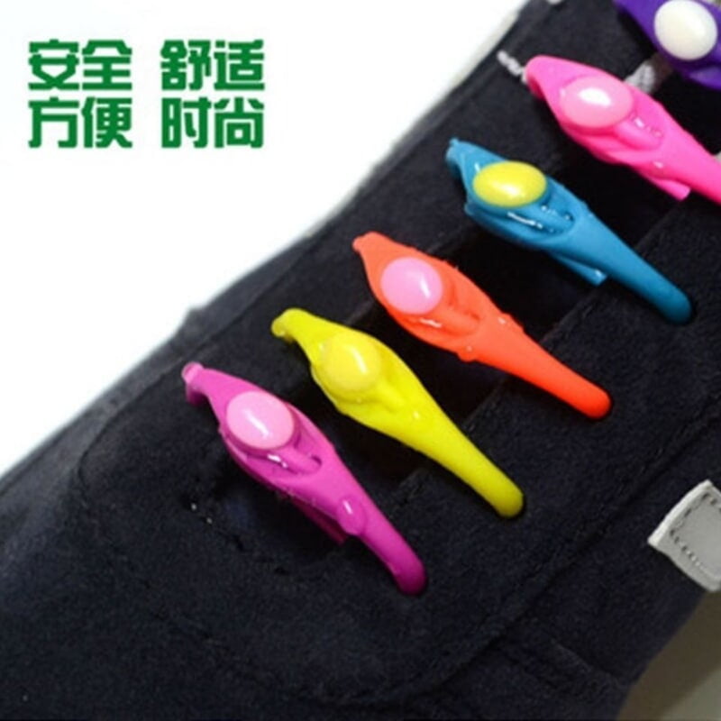 SILICON ELASTIC SHOE LACE SHOE BUCKLE FOR ADULTS & KIDS 12PCS PER PACK