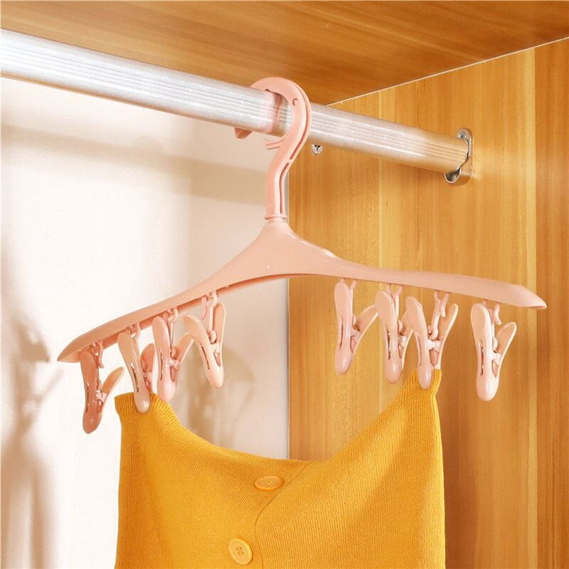 PLASTIC DRYING HANGER WITH 8 CLIPS