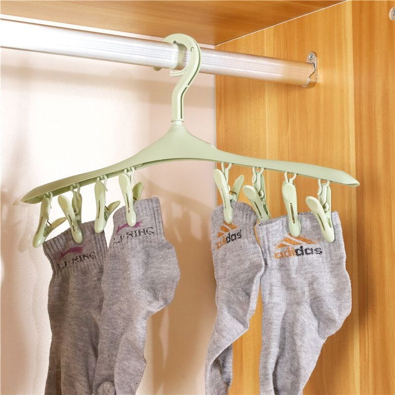 PLASTIC DRYING HANGER WITH 8 CLIPS