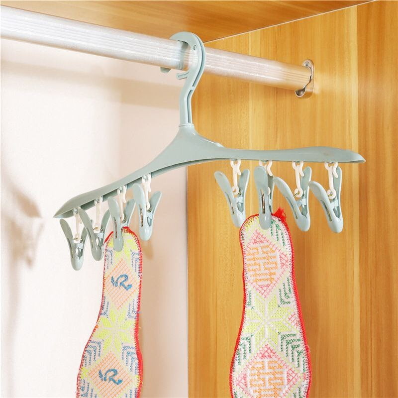 PLASTIC DRYING HANGER WITH 8 CLIPS