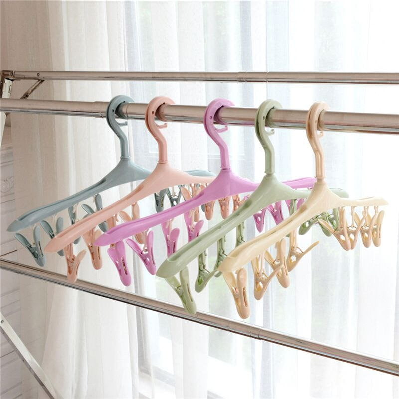 PLASTIC DRYING HANGER WITH 8 CLIPS