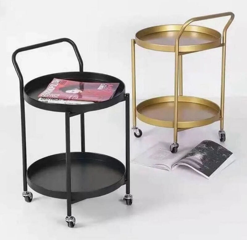 2 LAYERS ROLLING CART STEEL TROULEY